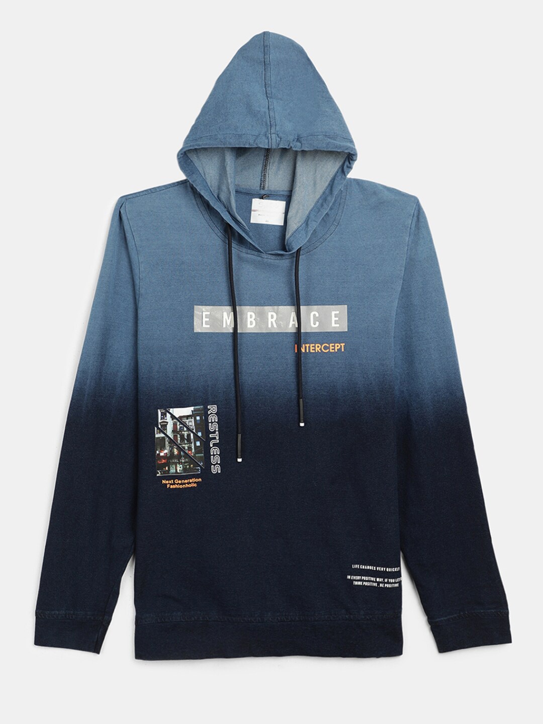 

V-Mart Boys Typography Printed Hooded Cotton T-shirt, Navy blue