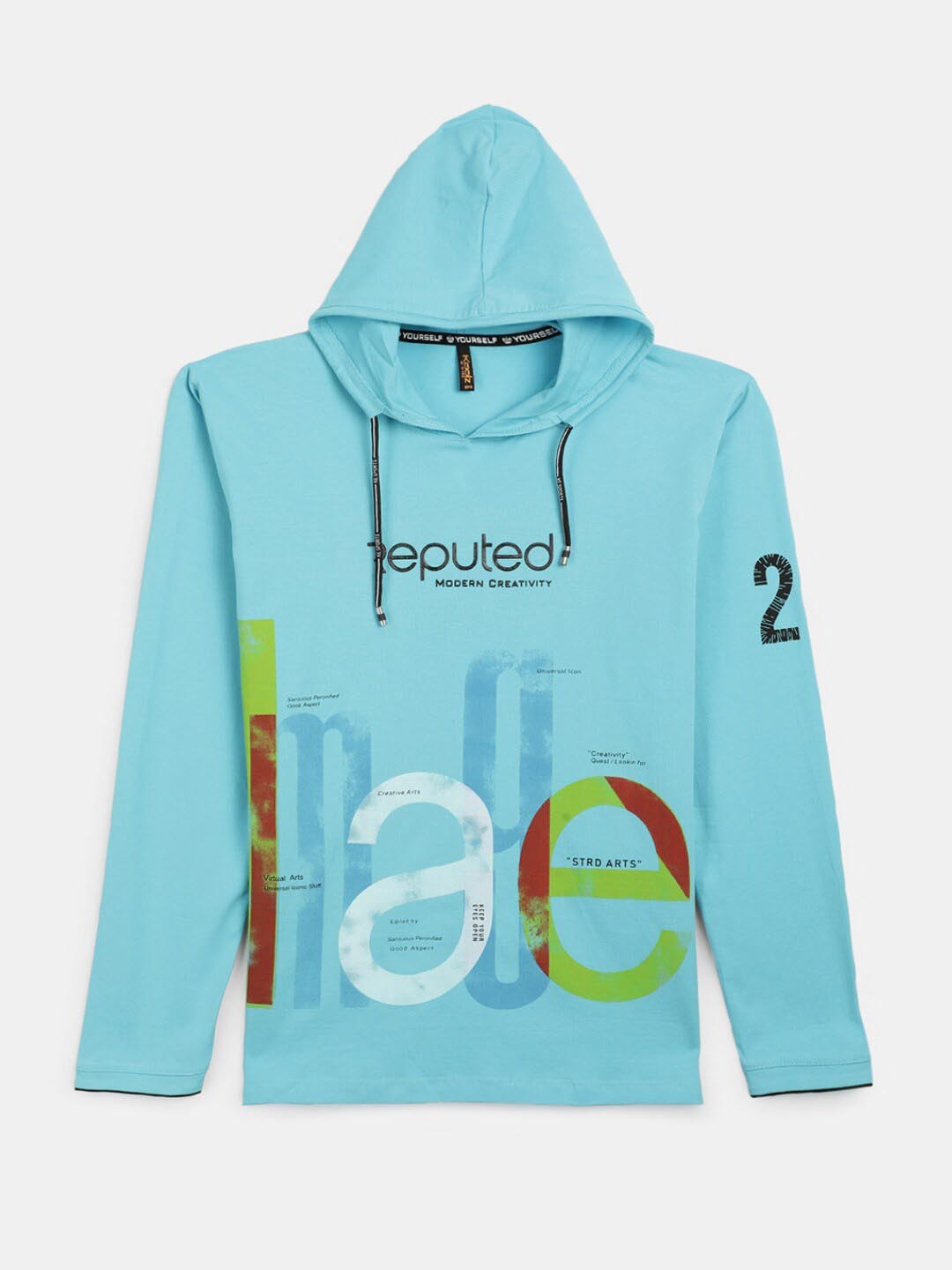 

V-Mart Boys Typography Printed Cotton Lycra Hooded T-shirt, Blue