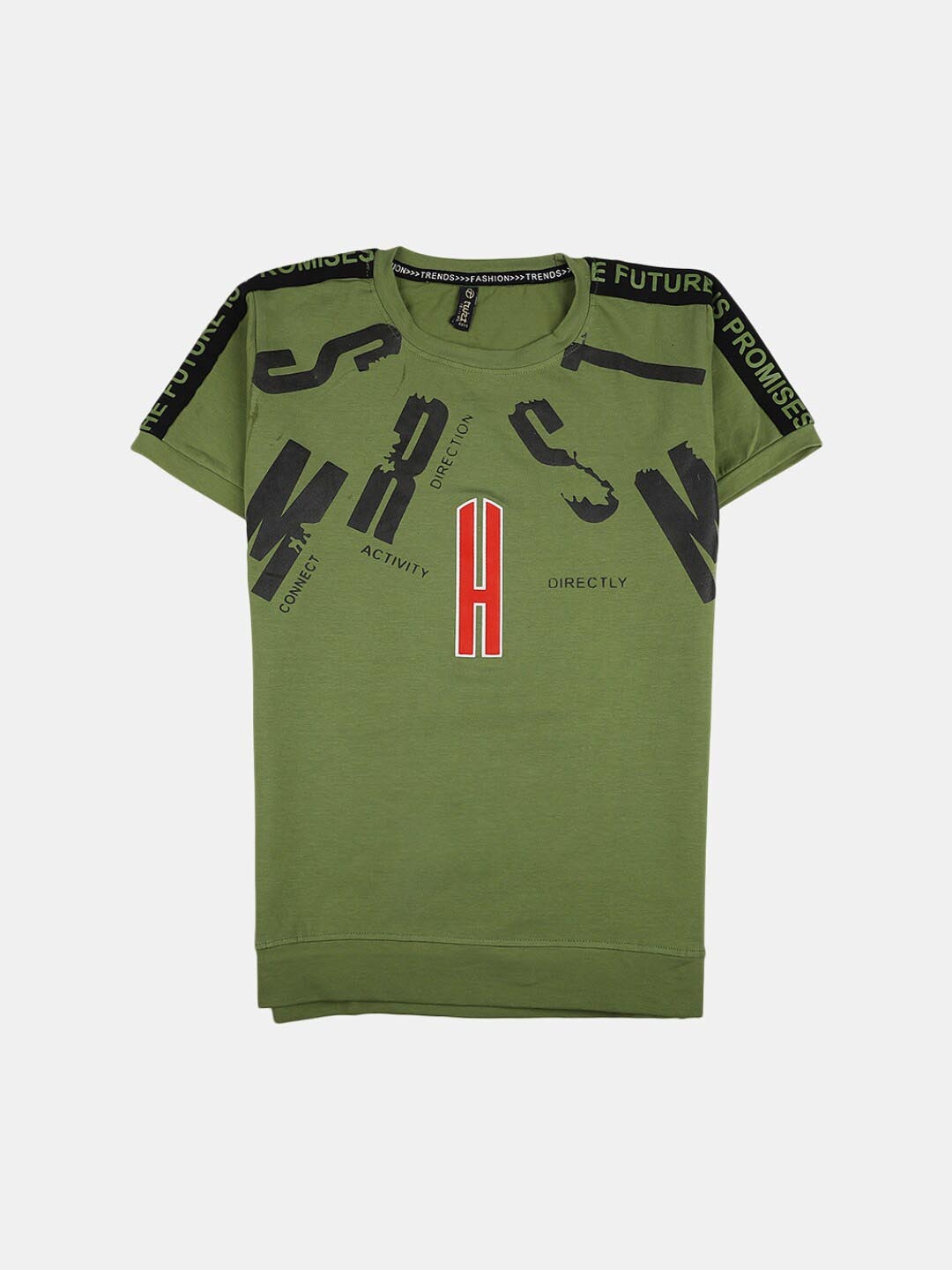 

V-Mart Boys Typography Printed Cotton T-shirt, Olive