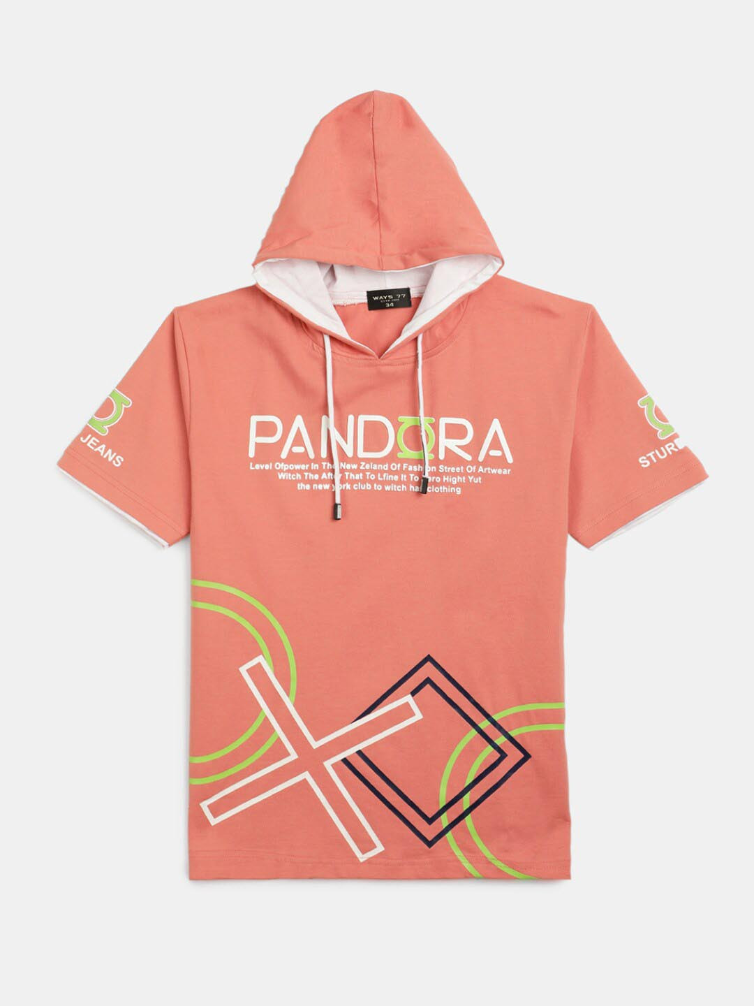 

V-Mart Boys Typography Printed Hooded T-shirt, Peach