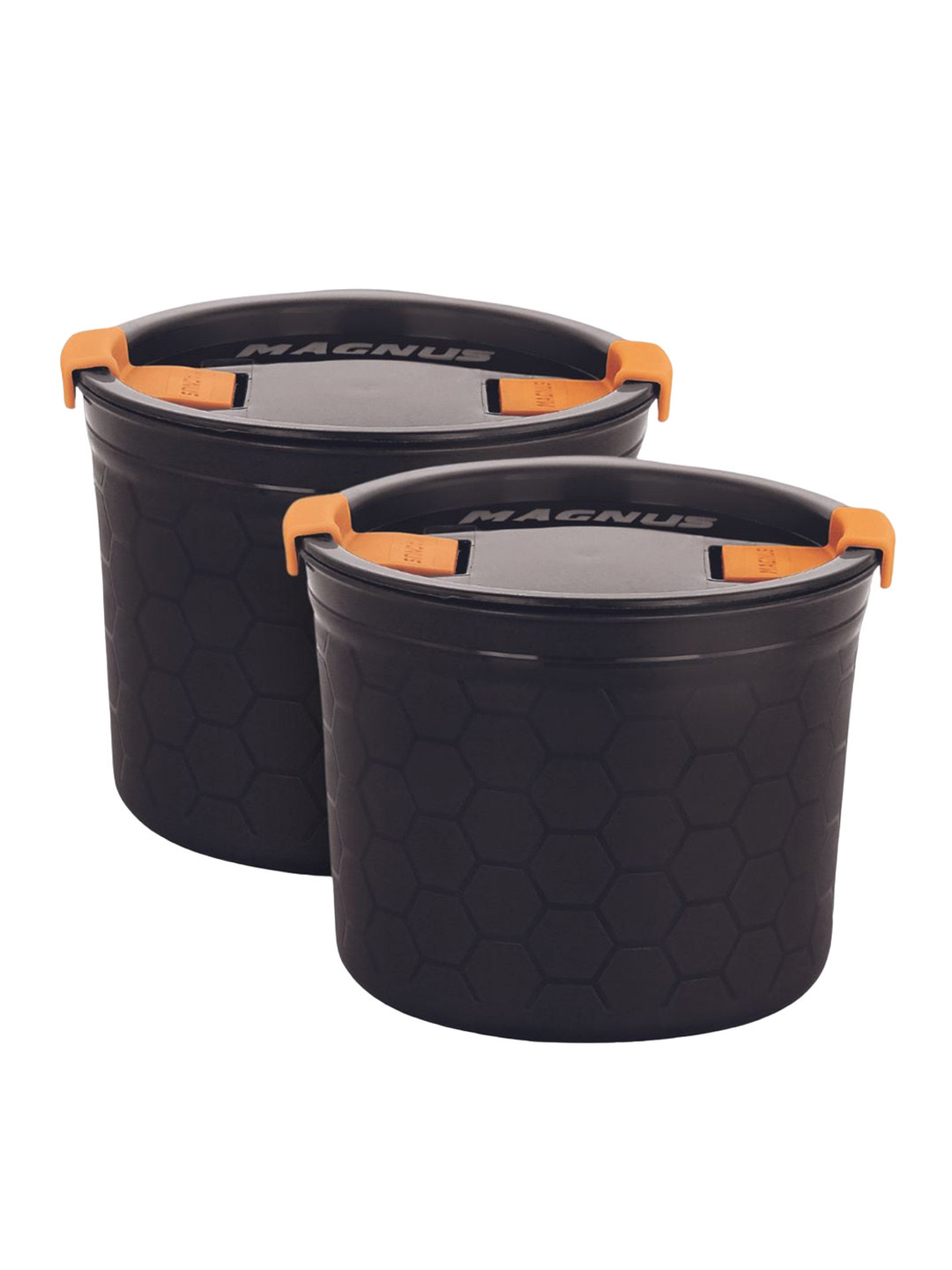 

MAGNUS 2-Pcs Black & Orange Textured Microwave Steam Lock Containers 450 ml Each