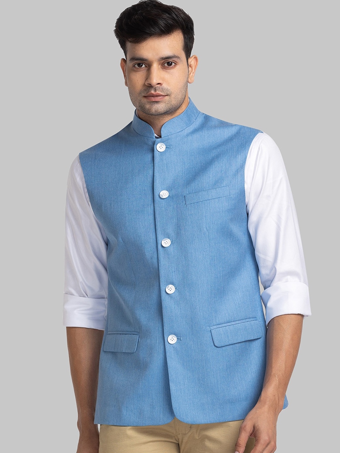 

Park Avenue Men Slim Fit Nehru Jacket, Blue