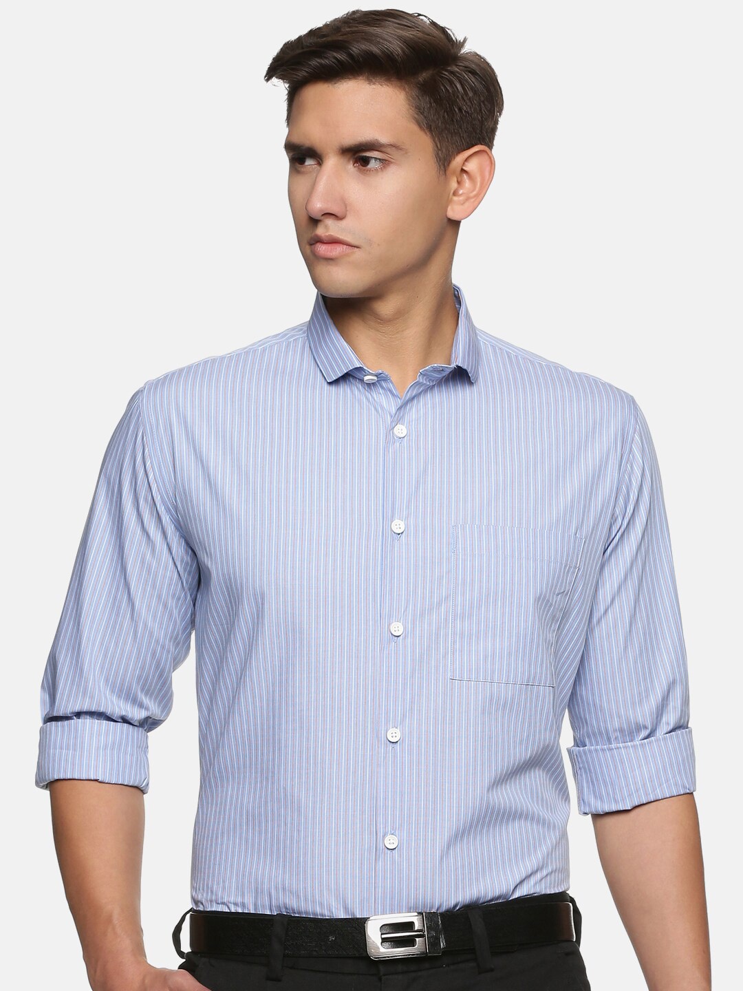 

DON VINO Relaxed Opaque Vertical Stripes Striped Cotton Casual Shirt, Blue