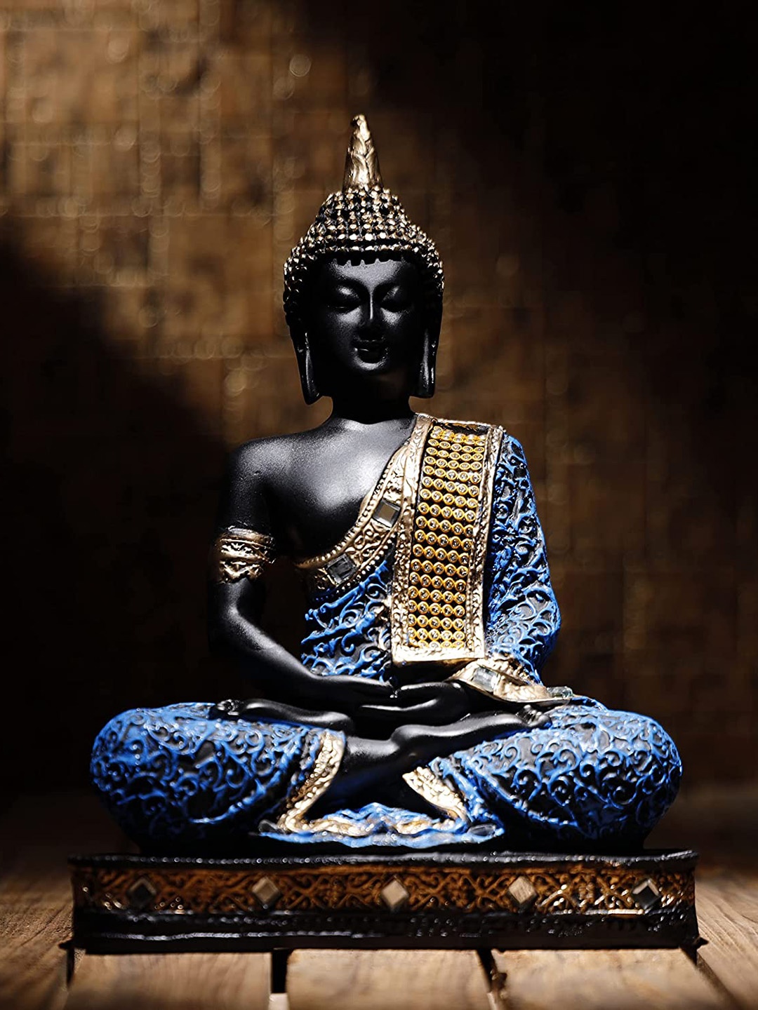 

SkyKey Blue & Black Textured Buddha Idol Medium Showpiece