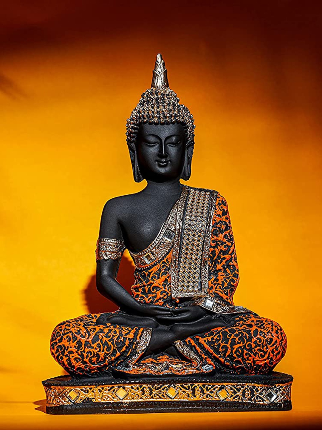 

SkyKey Orange & Black Buddha Idol Medium Showpiece