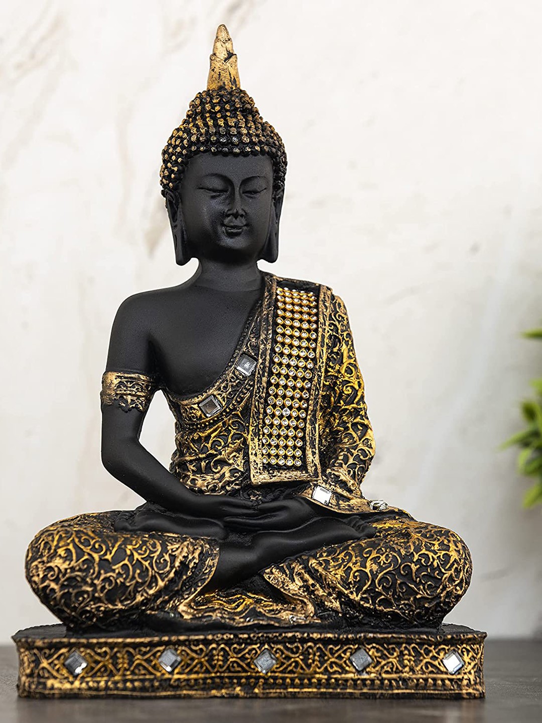 

SkyKey Black & Gold Toned Buddha Idol Medium Showpiece