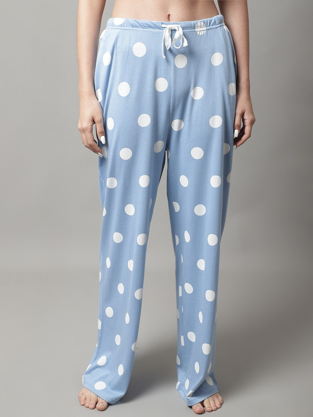 

Kanvin Women Printed Straight Lounge Pants, Blue