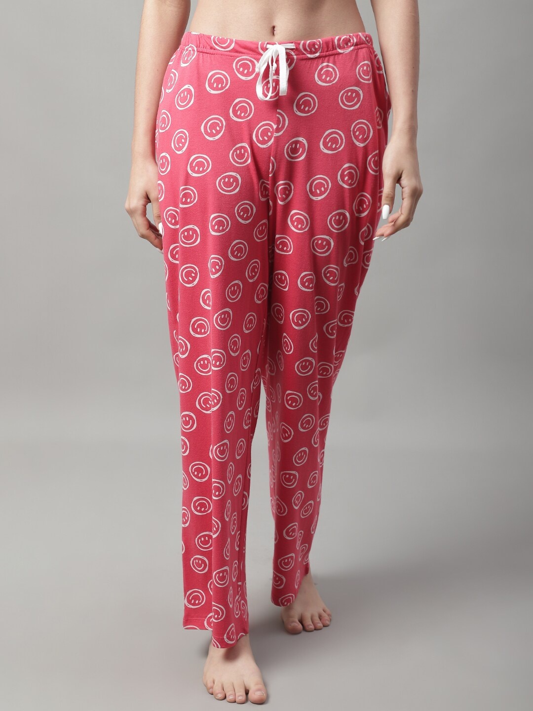 

Kanvin Women Printed Straight Lounge Pants, Pink