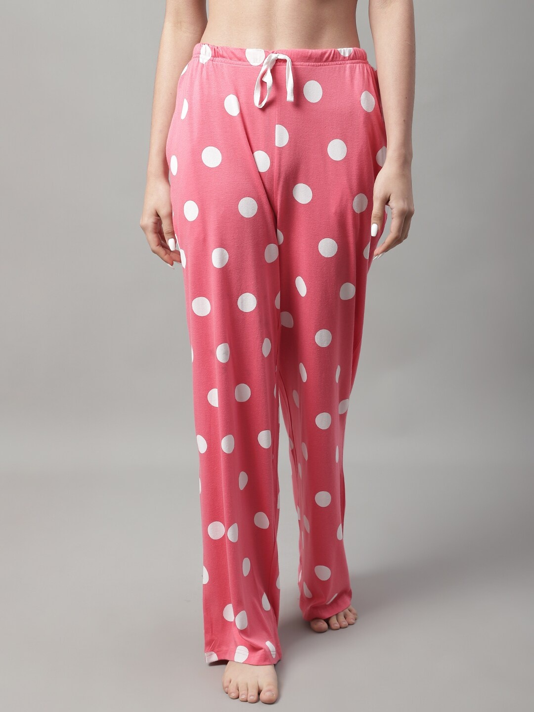 

Kanvin Women Printed Straight Lounge Pants, Pink