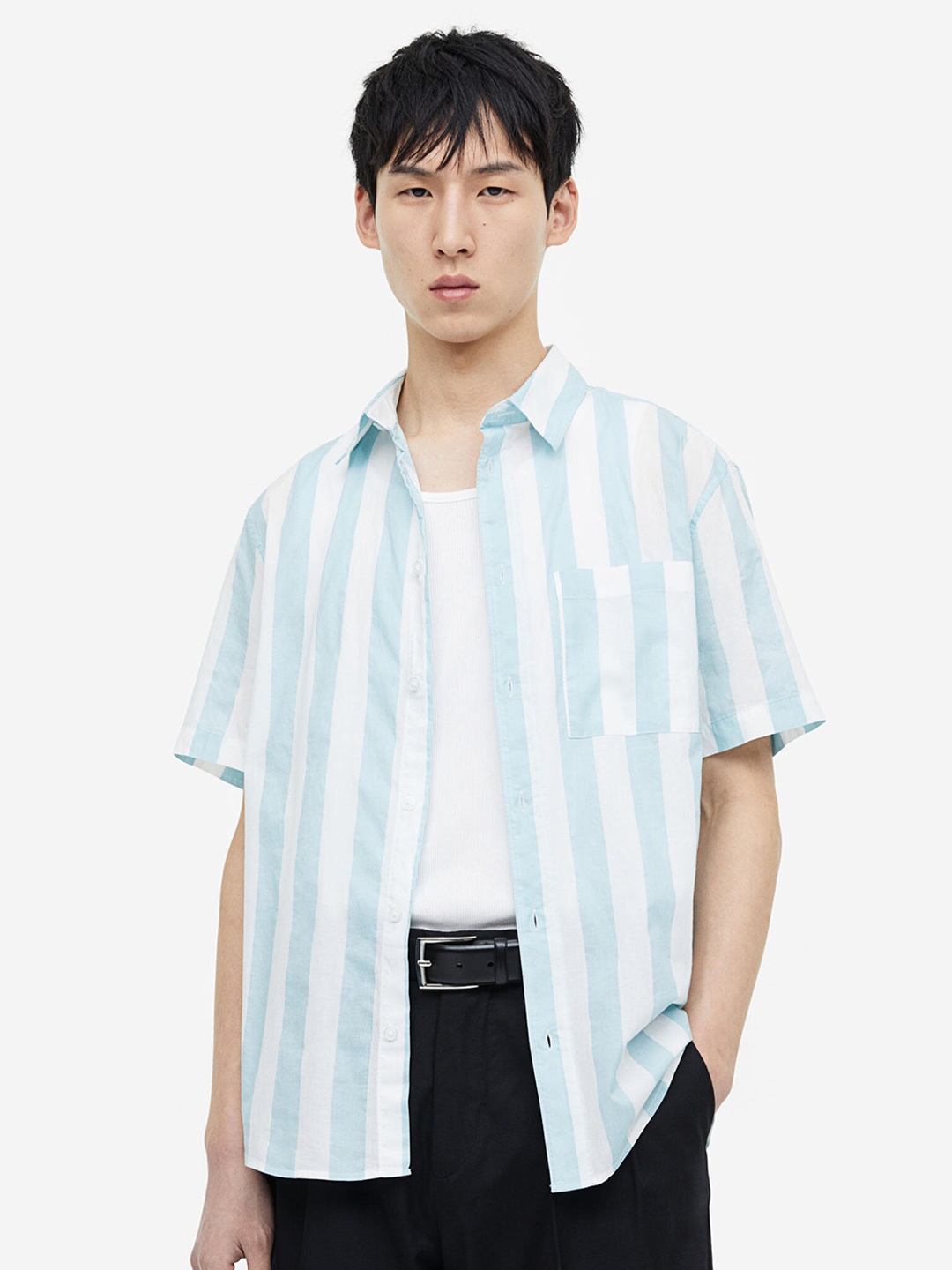 

H&M Pure Cotton Shirt Regular Fit, Blue