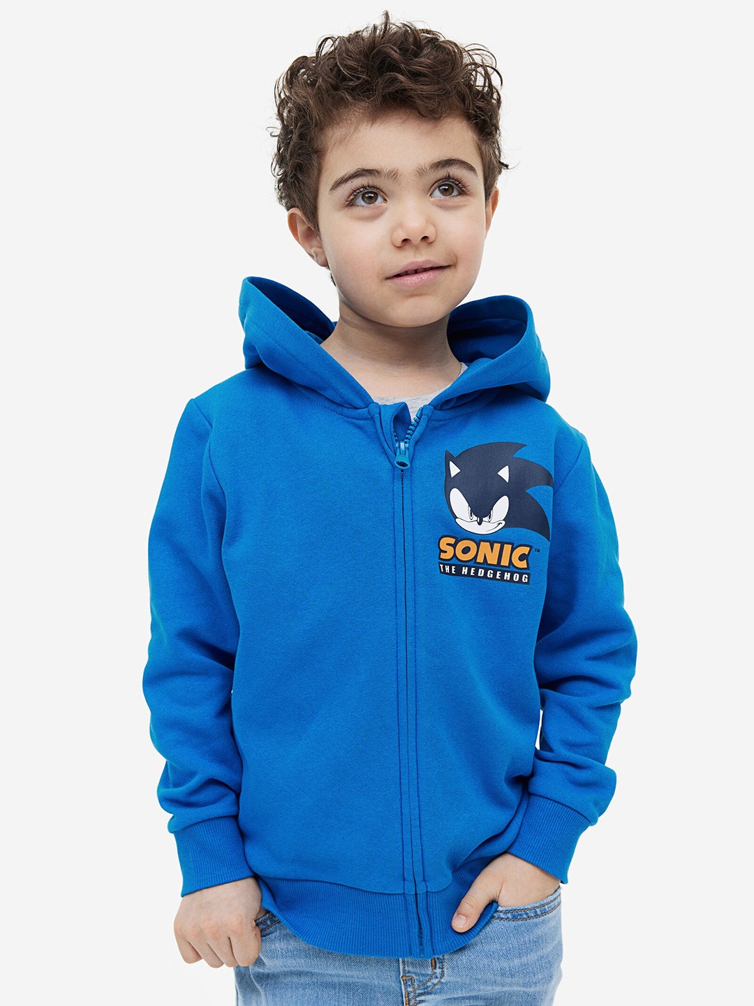 

H&M Boys Appliqued Zip-Through Hoodie, Blue