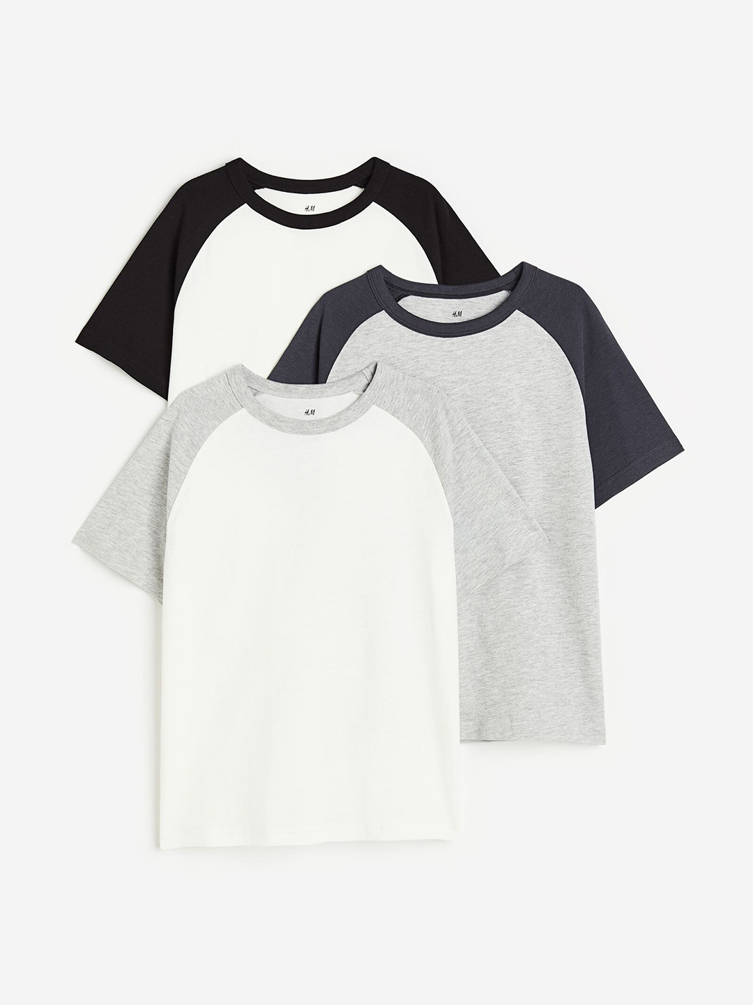 

H&M Boys 3-Pack Pure Cotton T-shirts, Grey melange