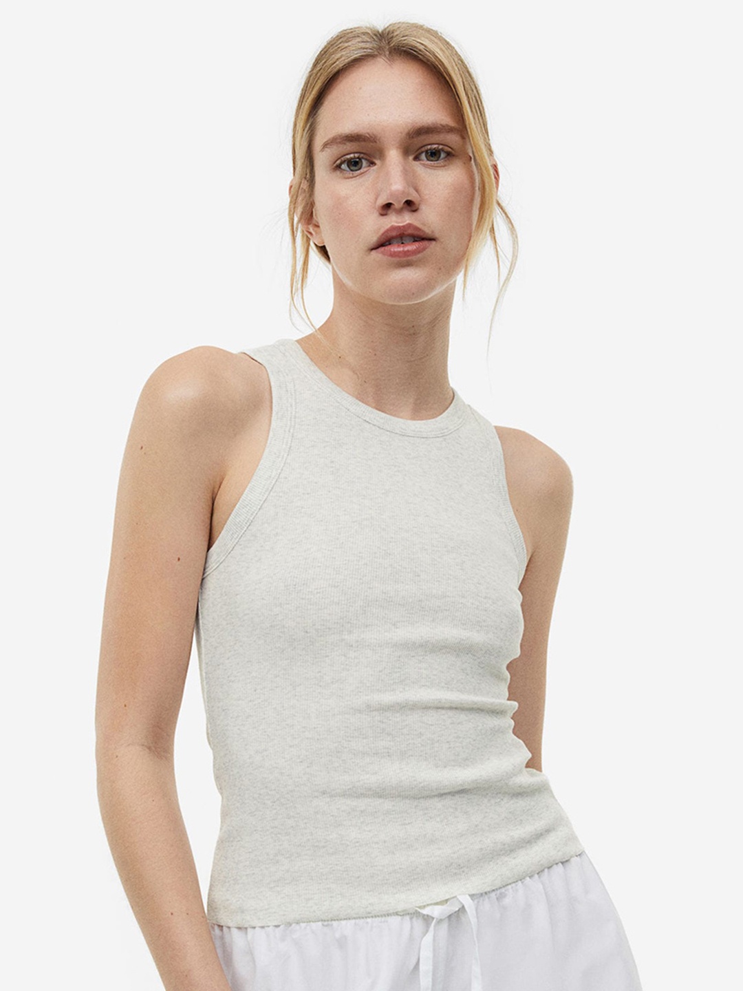 

H&M 2-Pack Ribbed Vest Tops, Grey