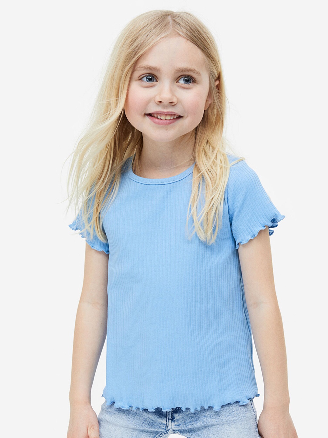 

H&M Girls Ribbed Top, Blue