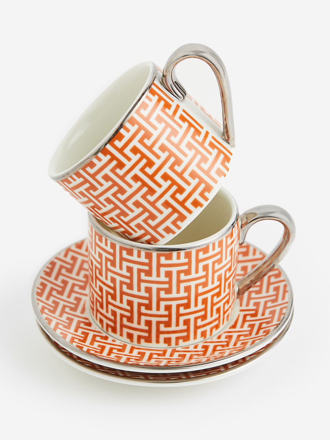 

H&M Orange-Colored & White Espresso Cup & Saucer