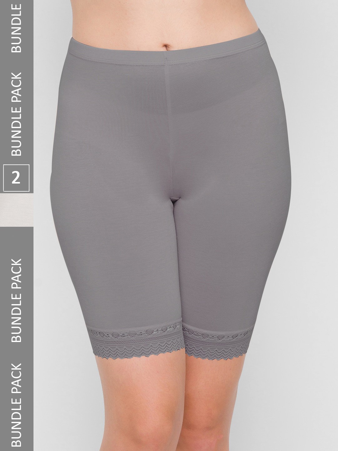 

NOIRA Women Pack Of 2 Seamless Cotton Boy Shorts Briefs, Grey