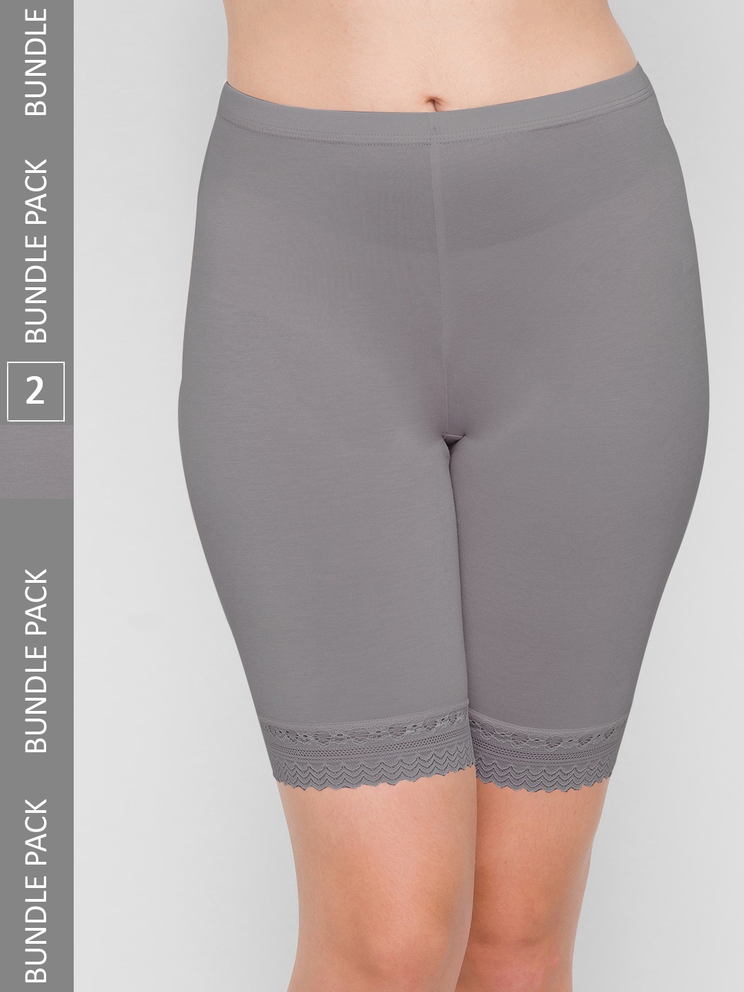 

NOIRA Women Pack Of 2 Seamless Cotton Boy Shorts Briefs, Grey