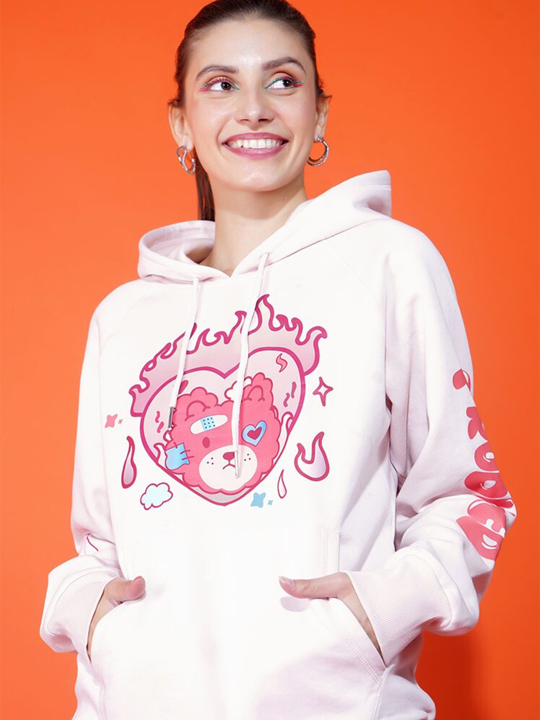 

Stylecast X Hersheinbox Graphic Printed Fleece Hooded Pullover, Pink
