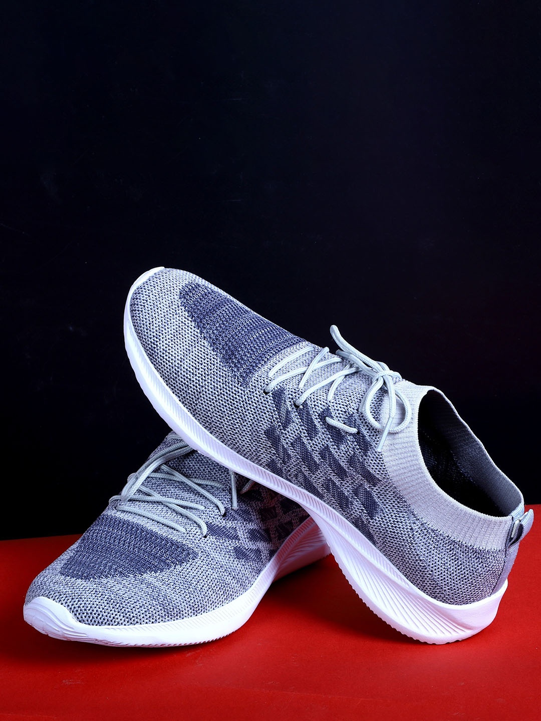 

TPENT Men Woven Design Antibacterial Sneakers, Grey