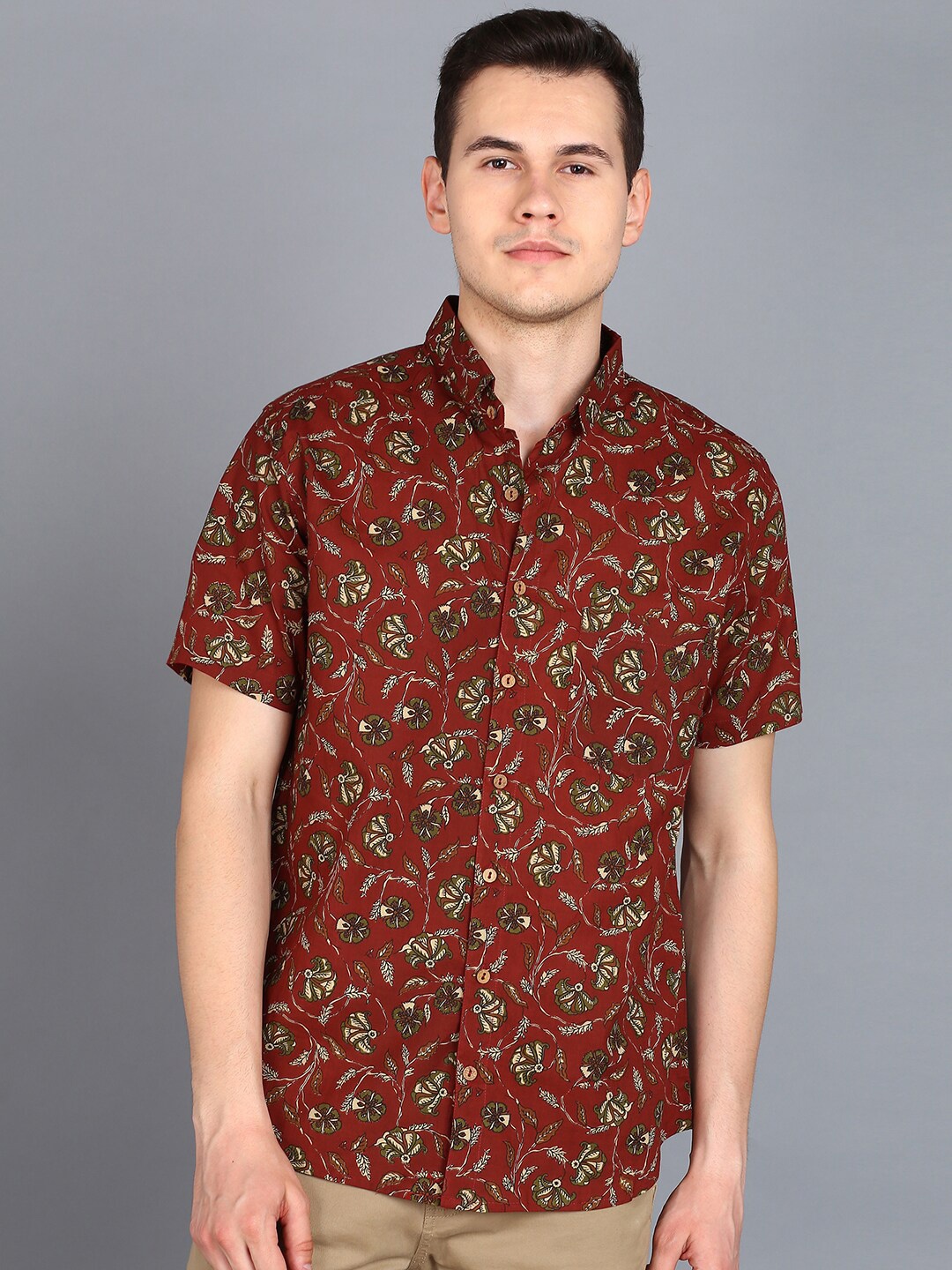 BLOCKS OF INDIA Comfort Floral Opaque Floral Printed Casual Shirt, Red