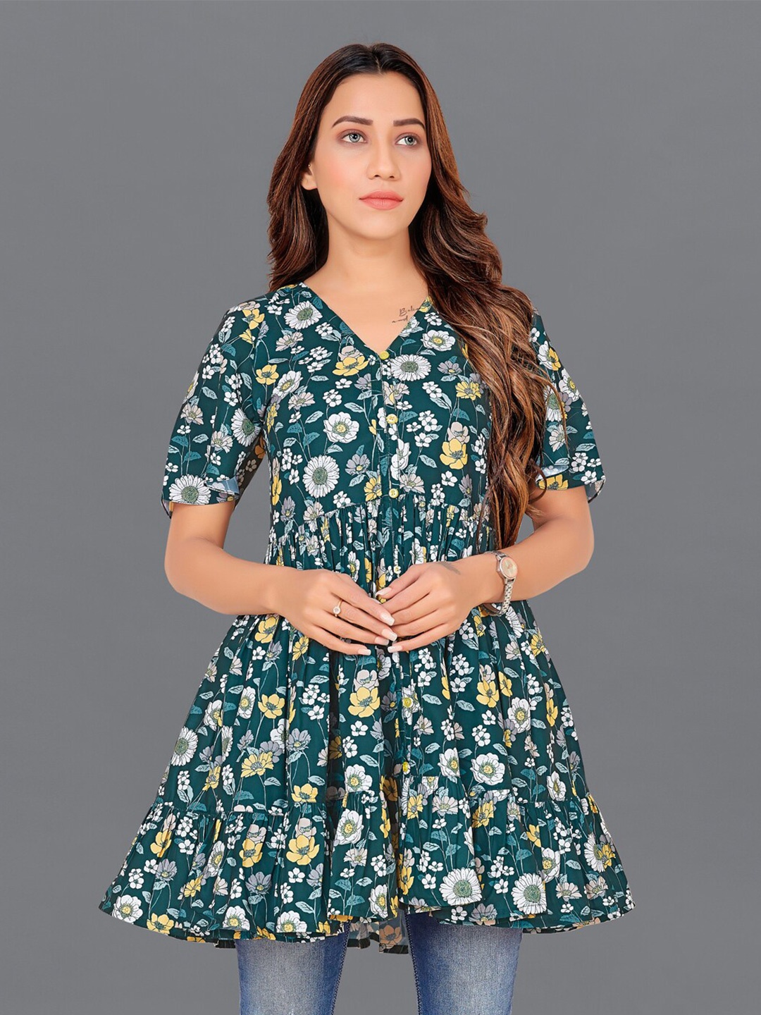 

FASHION DREAM Floral Print Top, Green