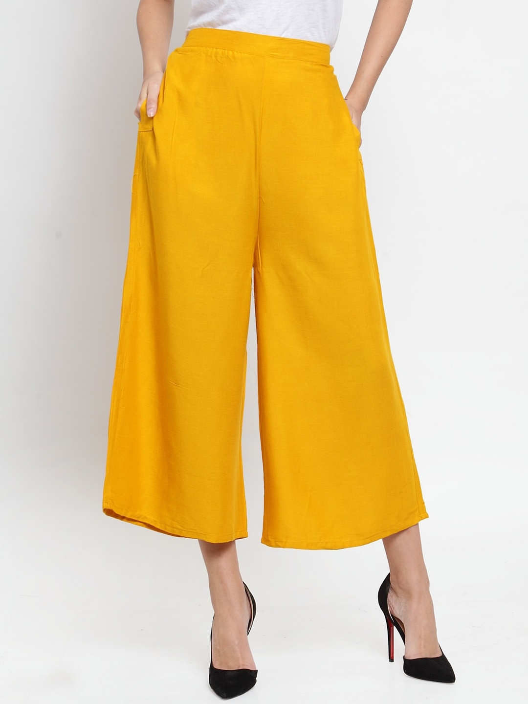 

Clora Creation Women Smart Easy Wash Culottes Formal Trousers, Mustard