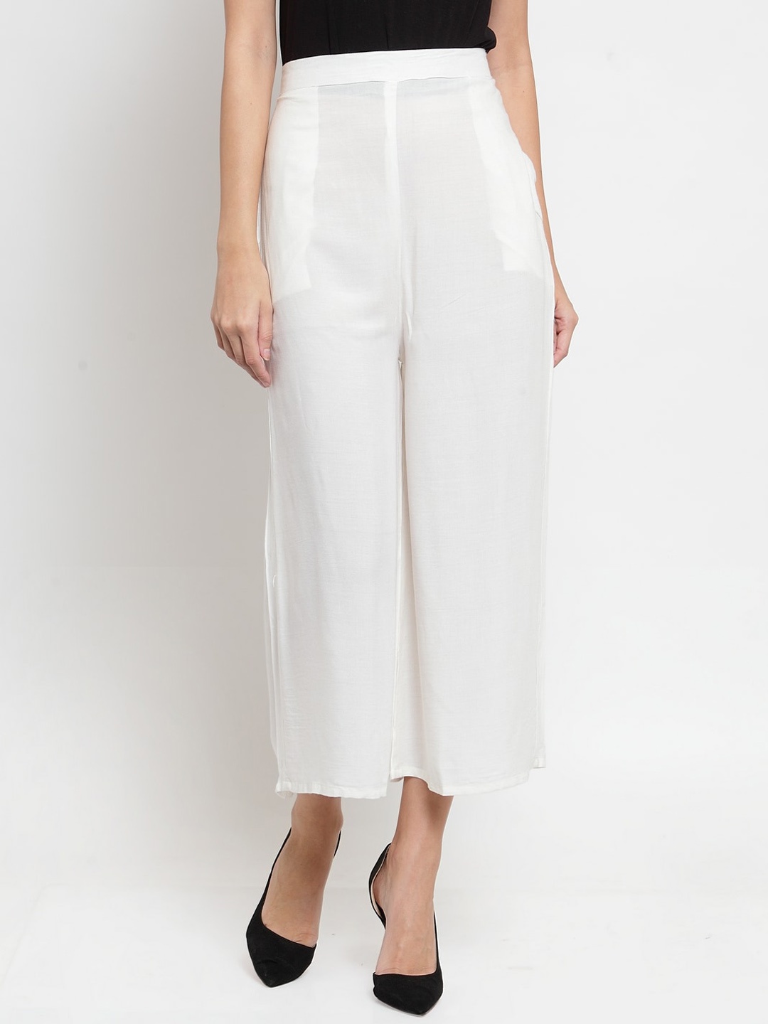 

Clora Creation Women Smart Easy Wash High-Rise Culottes, Off white