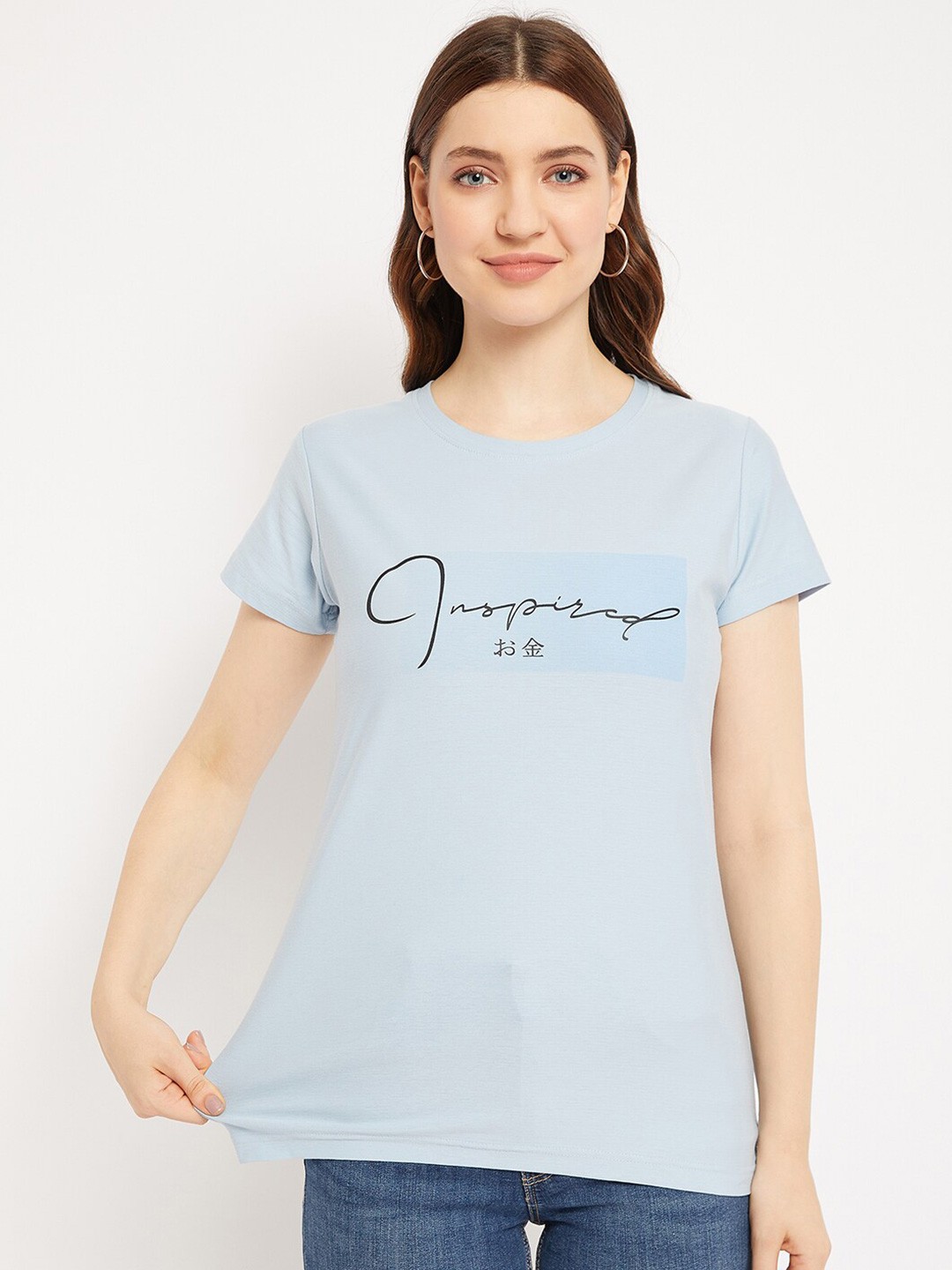 

Okane Typography Printed Cotton T-shirt, Blue