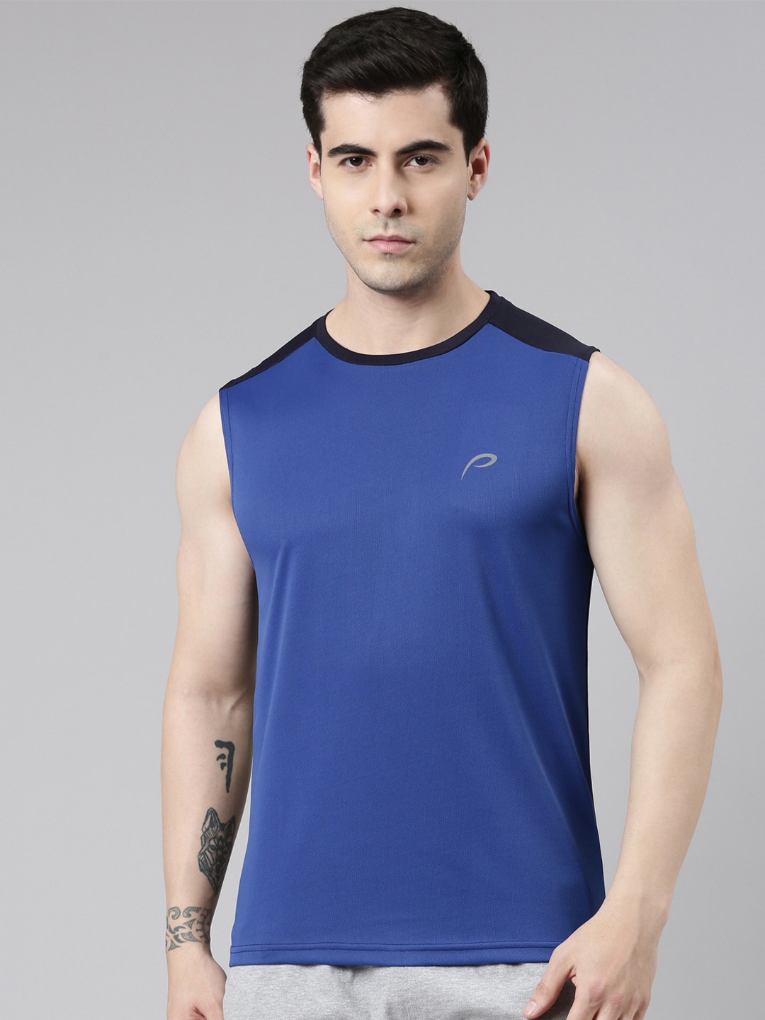 

Proline Regular Fit Colourblocked Knitted T-Shirt, Blue