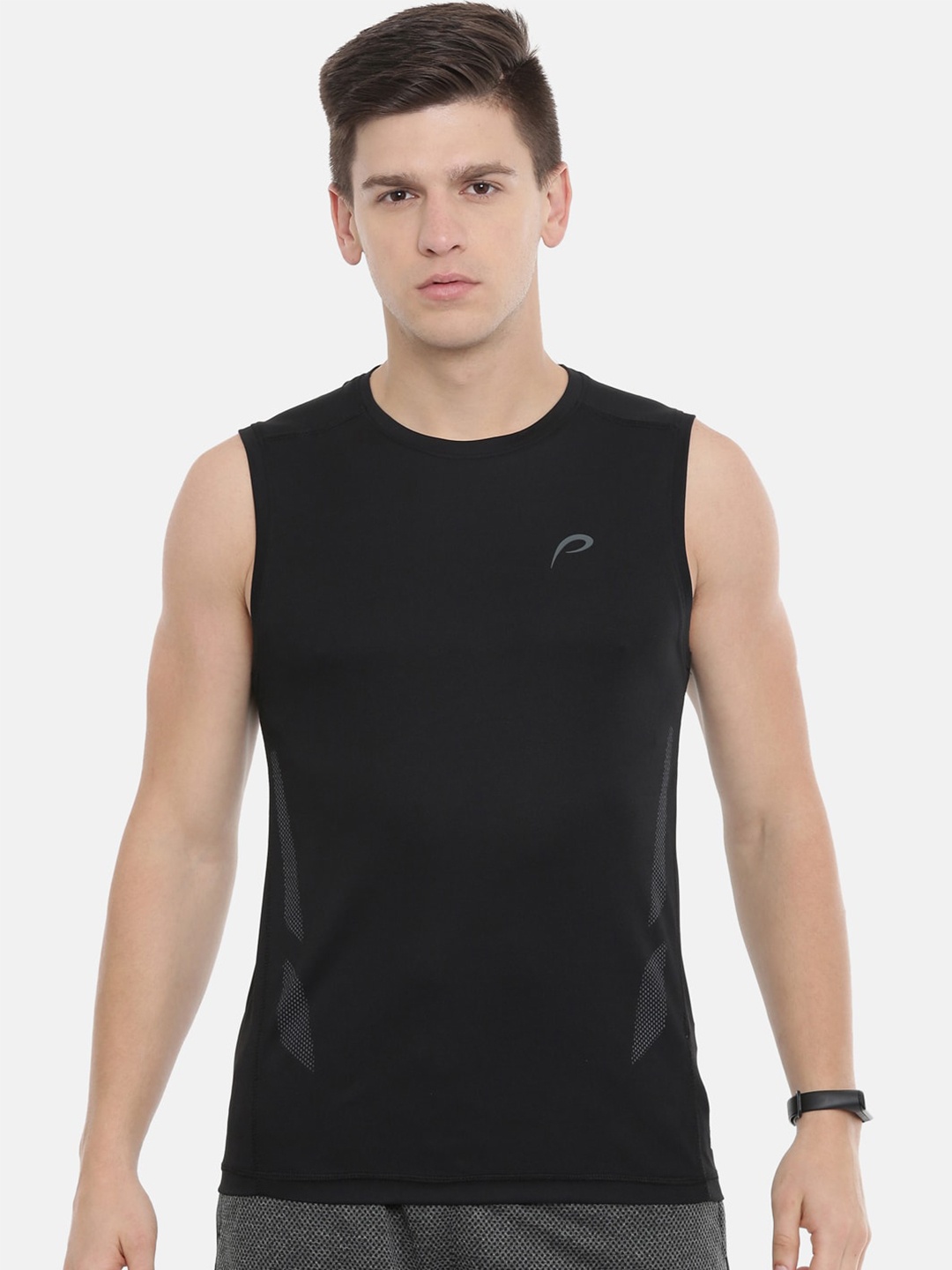 

Proline Round Neck Sleeveless Cotton Gym T-shirt, Black