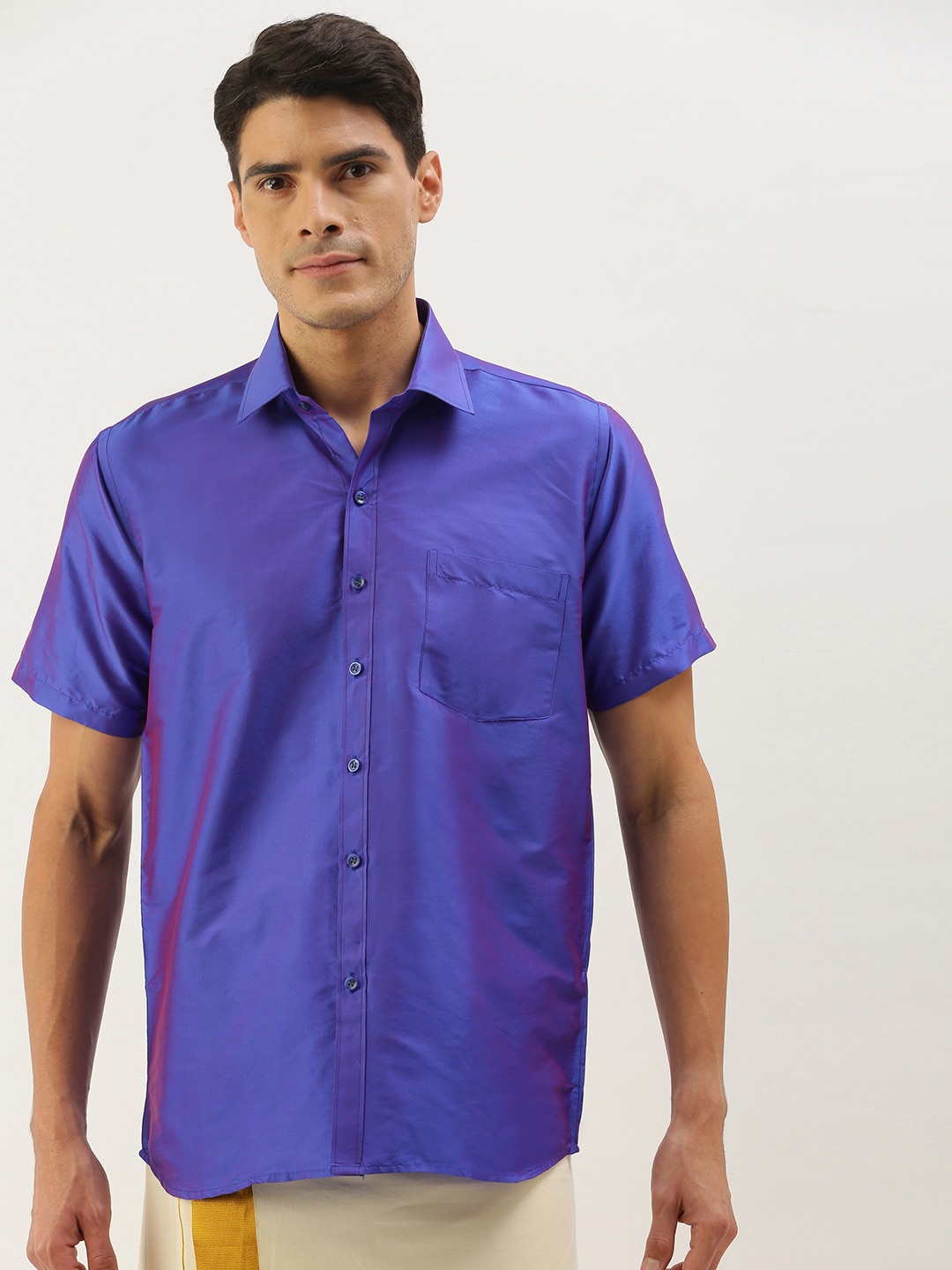 

THANGAMAGAN Men Half Sleeve Regular Fit Shirt, Blue