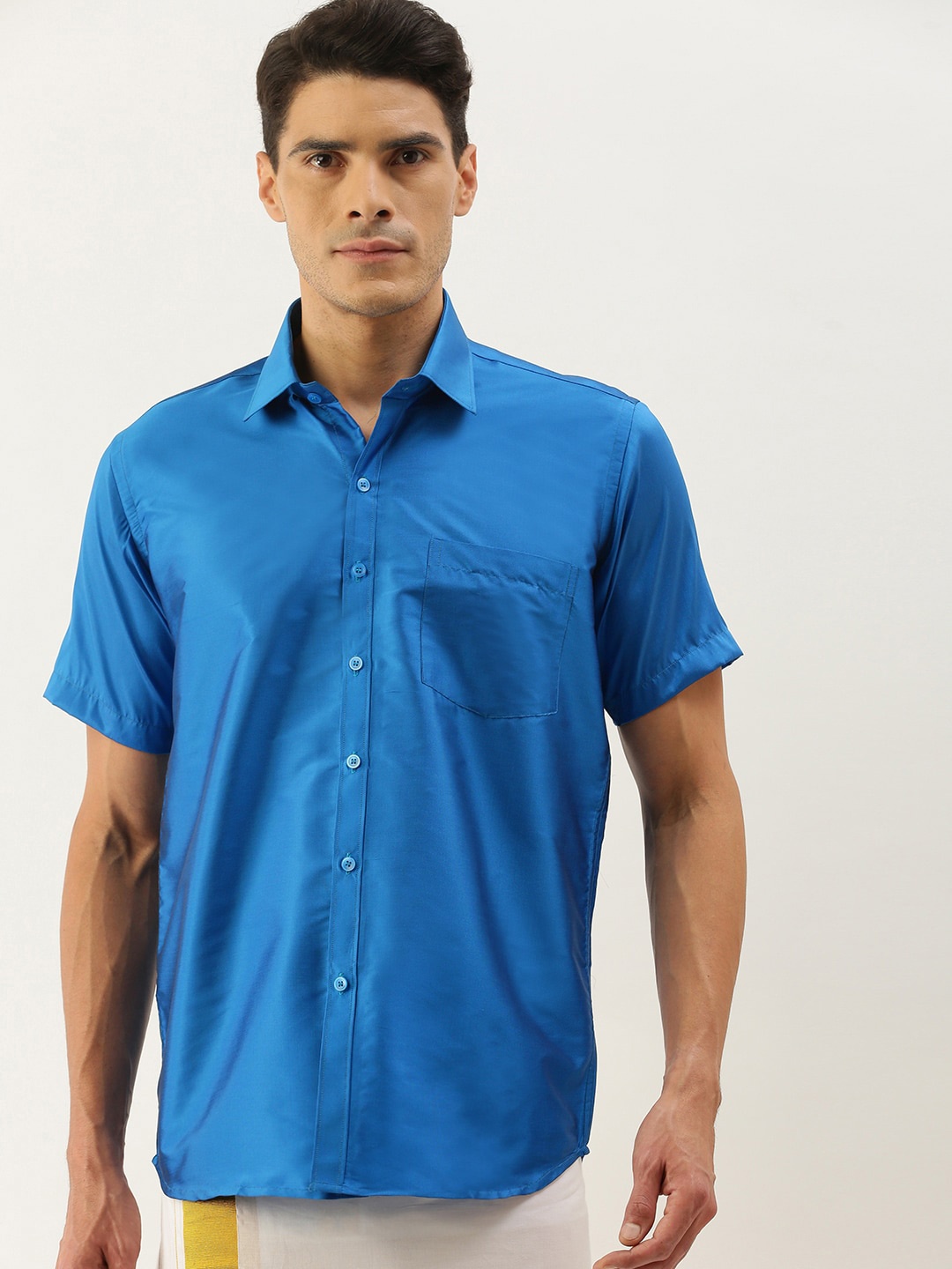 

THANGAMAGAN Standard Spread Collar Casual Shirt, Blue
