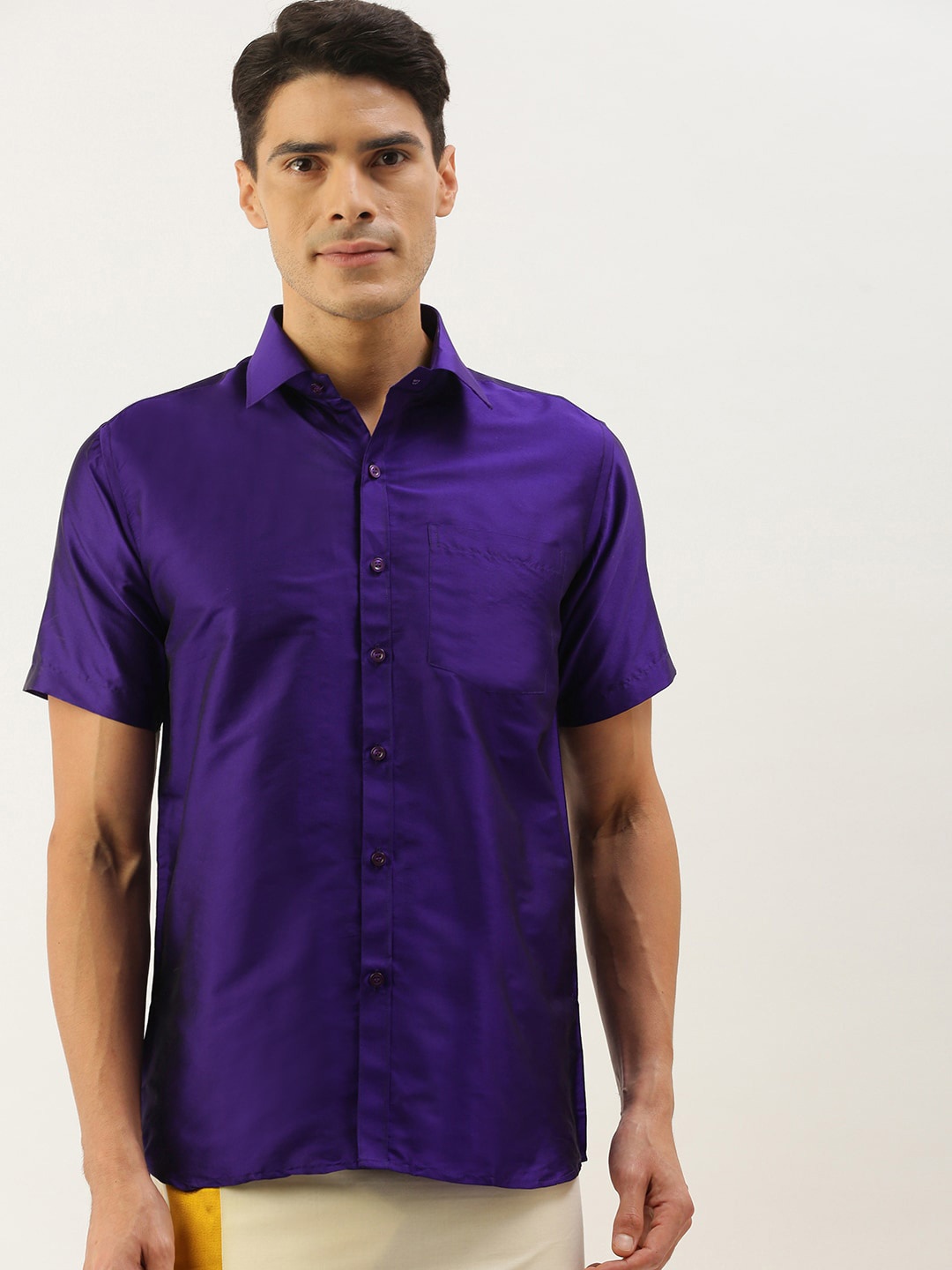 

THANGAMAGAN Standard Spread Collar Casual Shirt, Violet