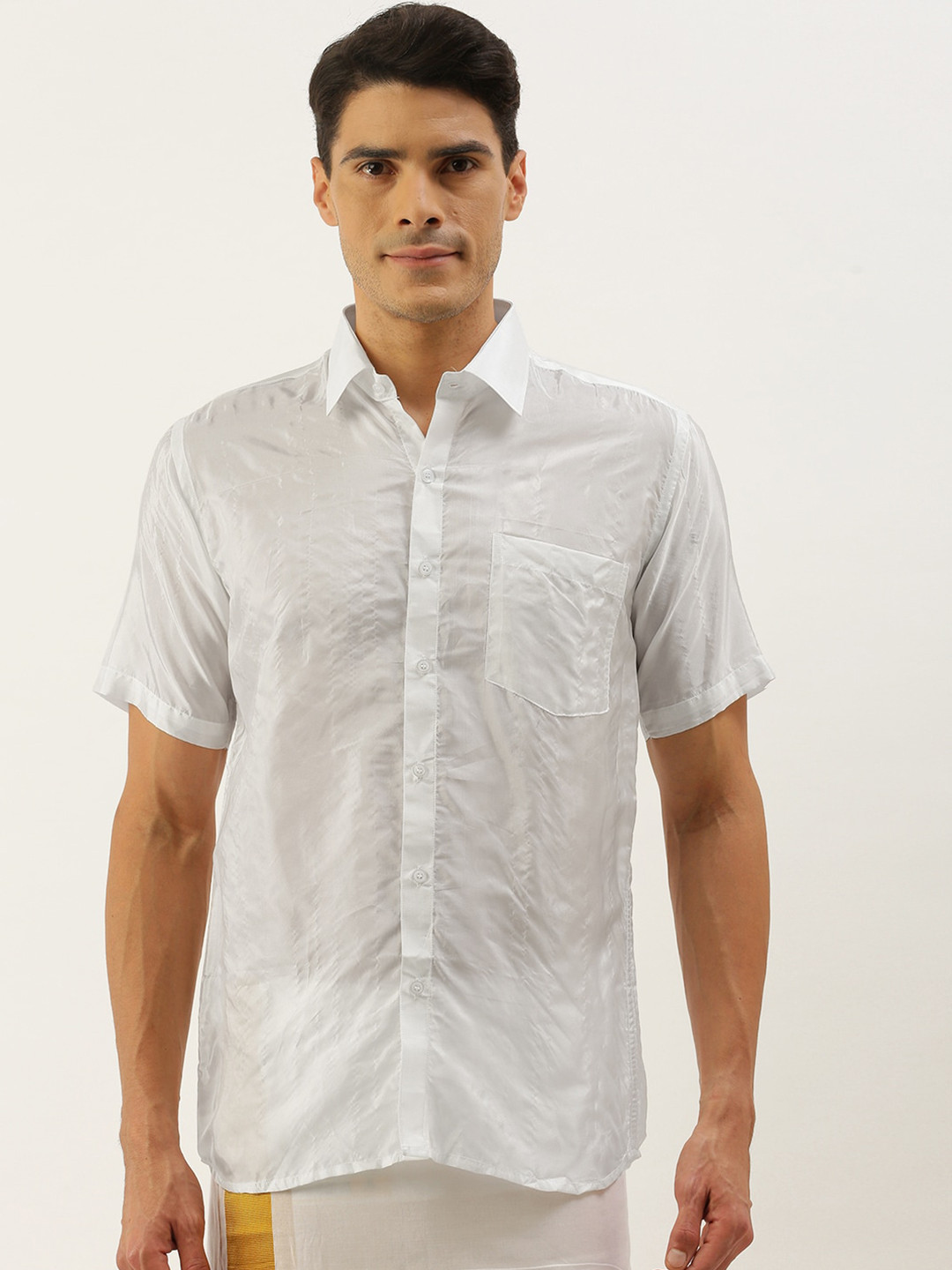 

THANGAMAGAN Spread Collar Standard Casual Shirt, White
