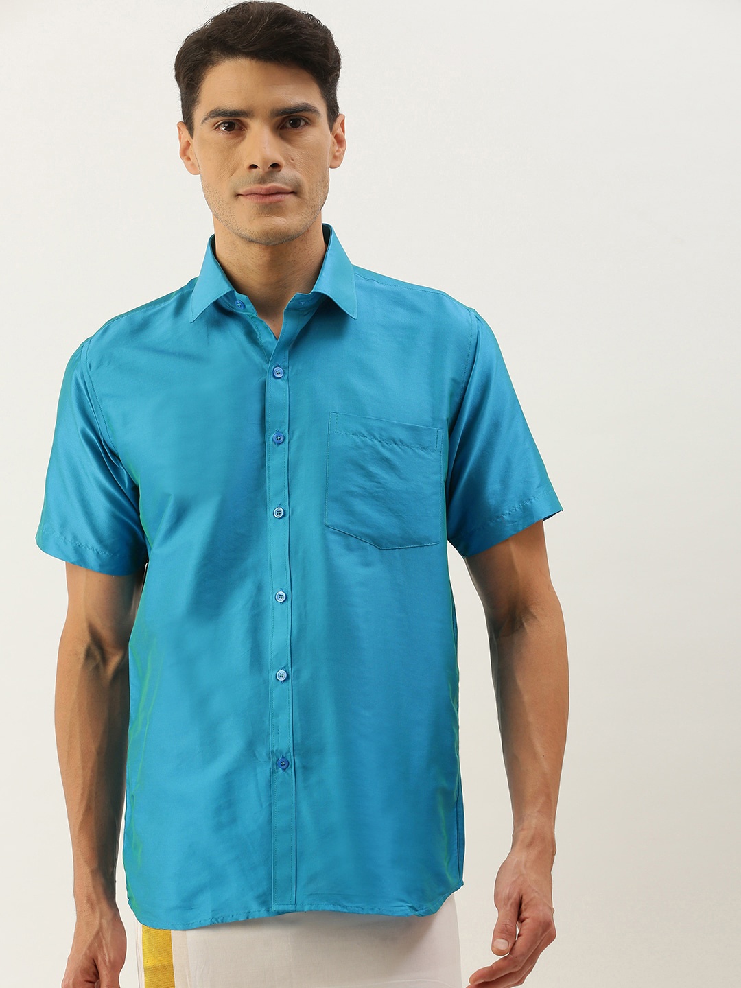 

THANGAMAGAN Men Half Sleeve Regular Fit Shirt, Blue