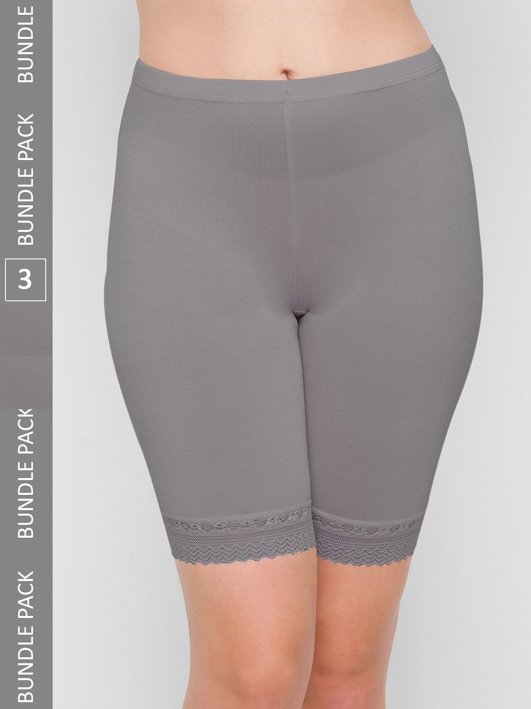 

NOIRA Women Pack Of 3 Seamless Cotton Boy Shorts Briefs, Grey