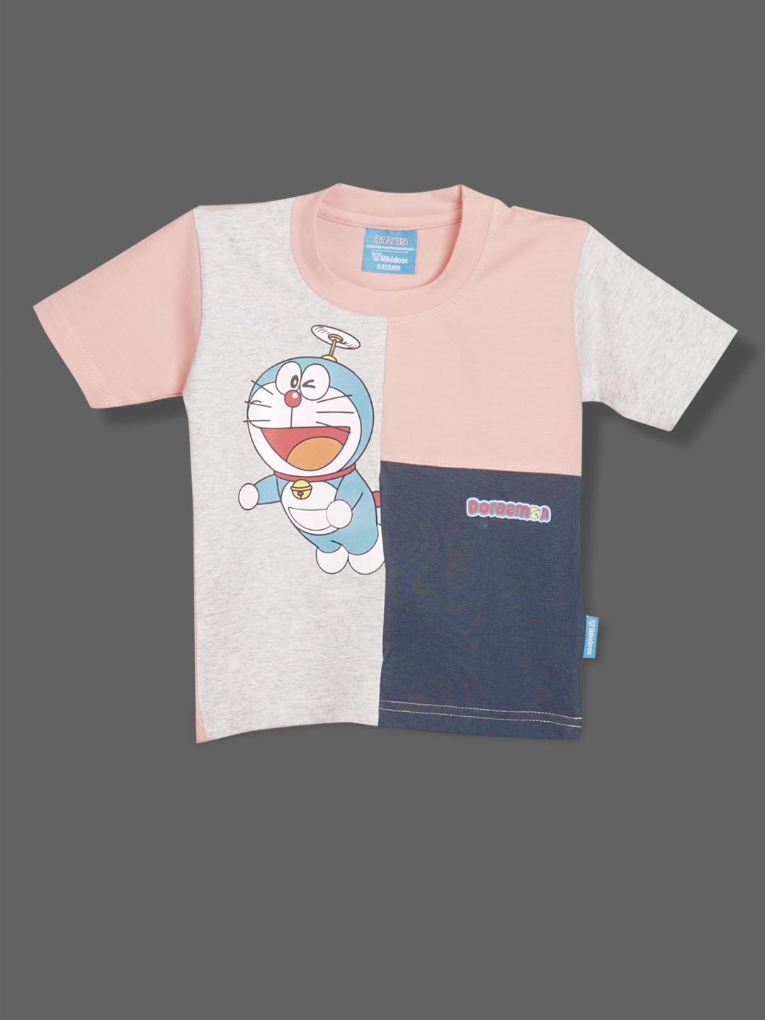 

RIKIDOOS Boys Doraemon Printed Cotton T-shirt, Beige