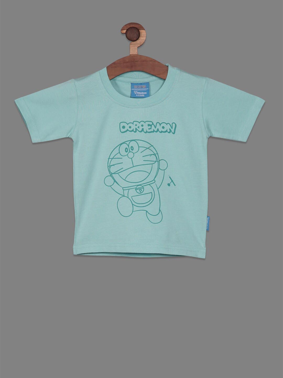 

RIKIDOOS Boys Doraemon Printed Cotton T-shirt, Blue