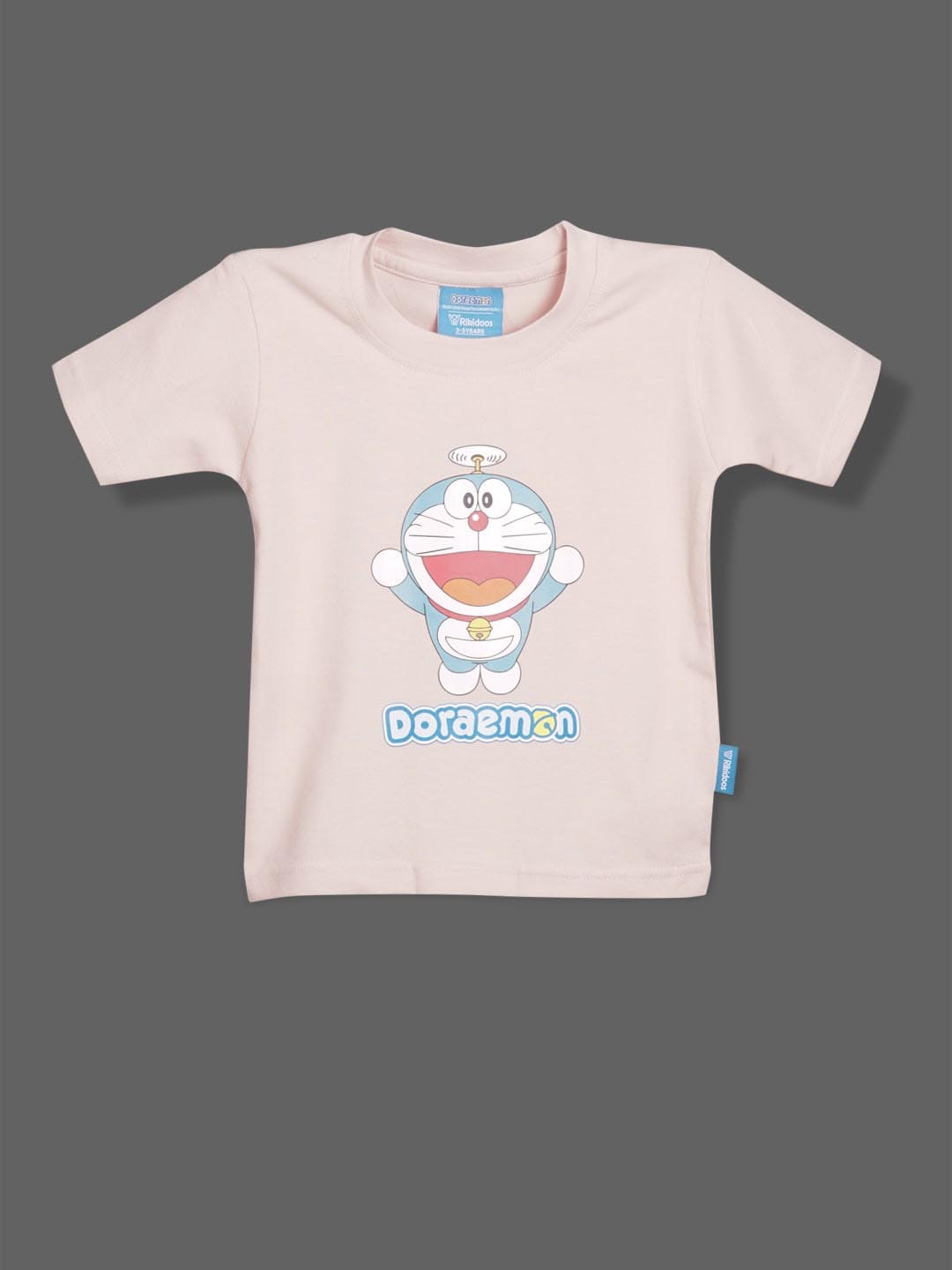 

RIKIDOOS Boys Doraemon Printed Cotton T-Shirt, Peach