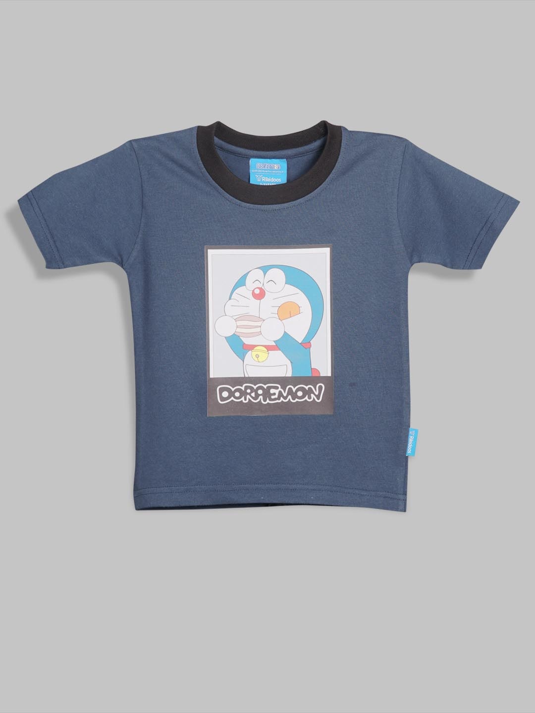 

RIKIDOOS Boys Doraemon Printed Cotton T-shirt, Blue