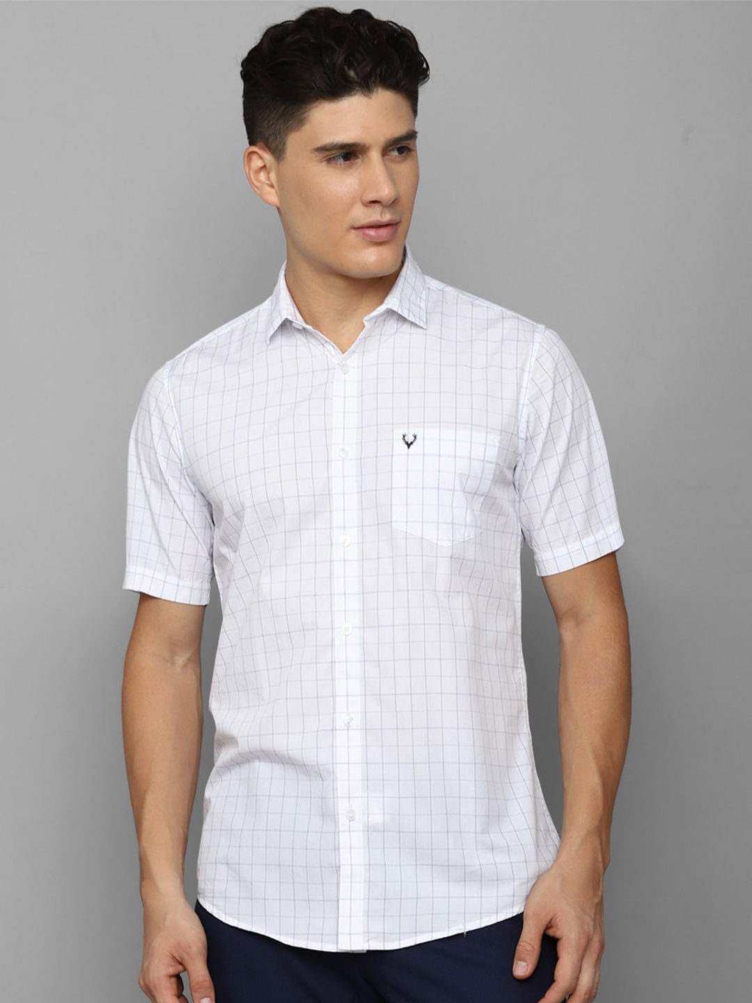 

Allen Solly Men Grid Tattersall Checked Cotton Opaque Slim Fit Casual Shirt, White