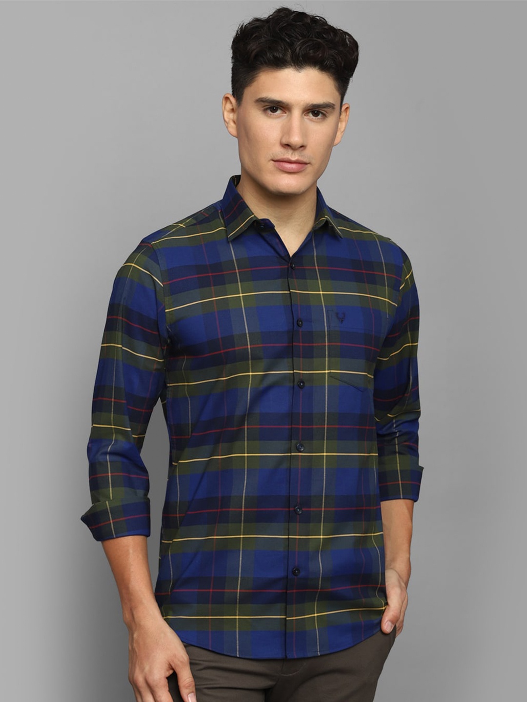 

Allen Solly Slim Fit Tartan Checks Opaque Checked Casual Shirt, Blue