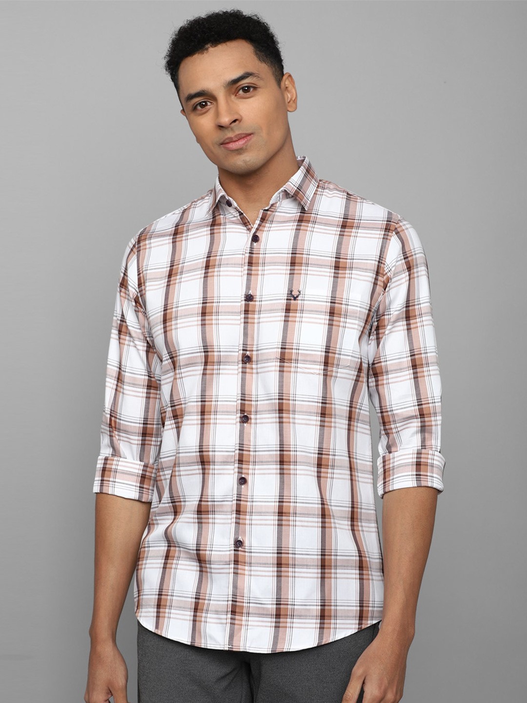 

Allen Solly Slim Fit Tartan Checks Opaque Checked Pure Cotton Casual Shirt, White