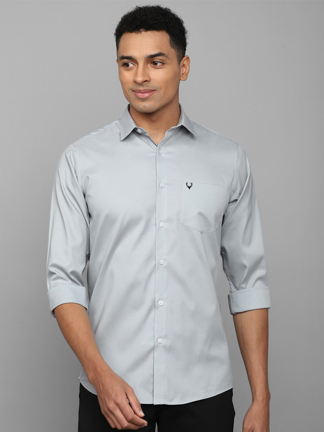 

Allen Solly Spread Collar Long Sleeves Slim Fit Formal Shirt, Grey