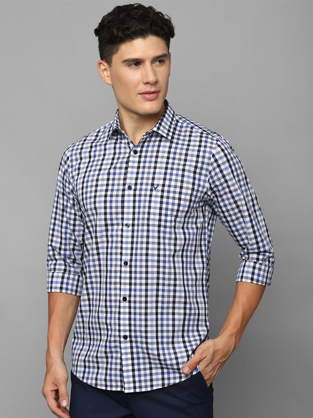 

Allen Solly Slim Fit Gingham Checked Casual Shirt, Blue