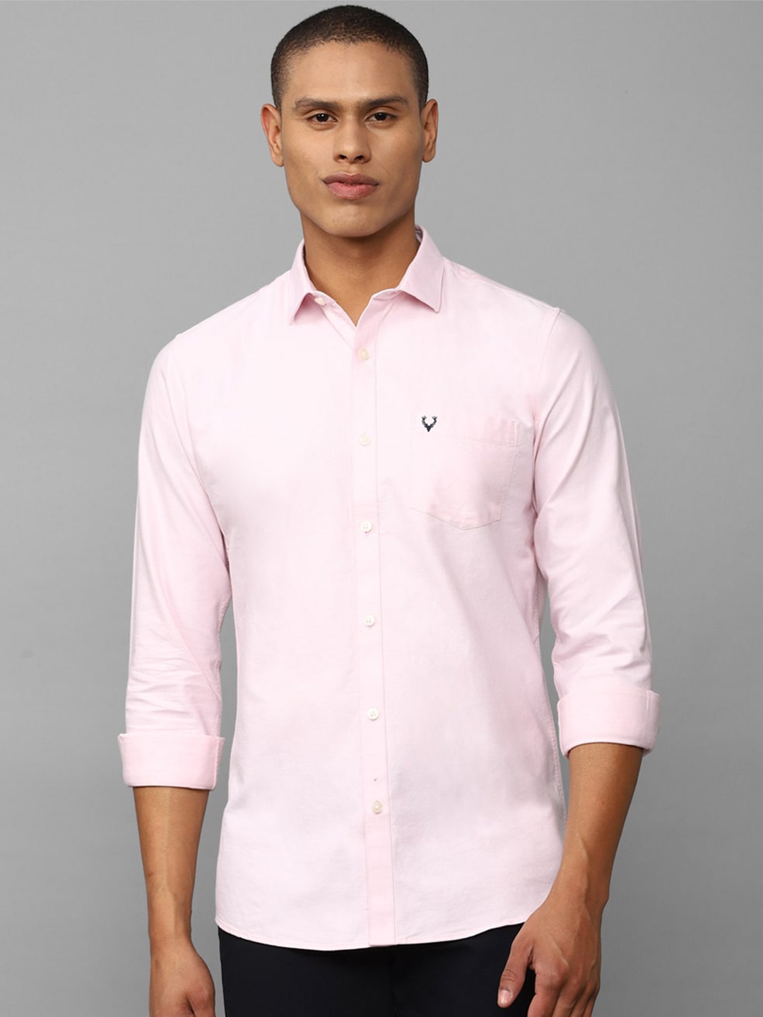 

Allen Solly Long Sleeves Slim Fit Pure Cotton Casual Shirt, Pink
