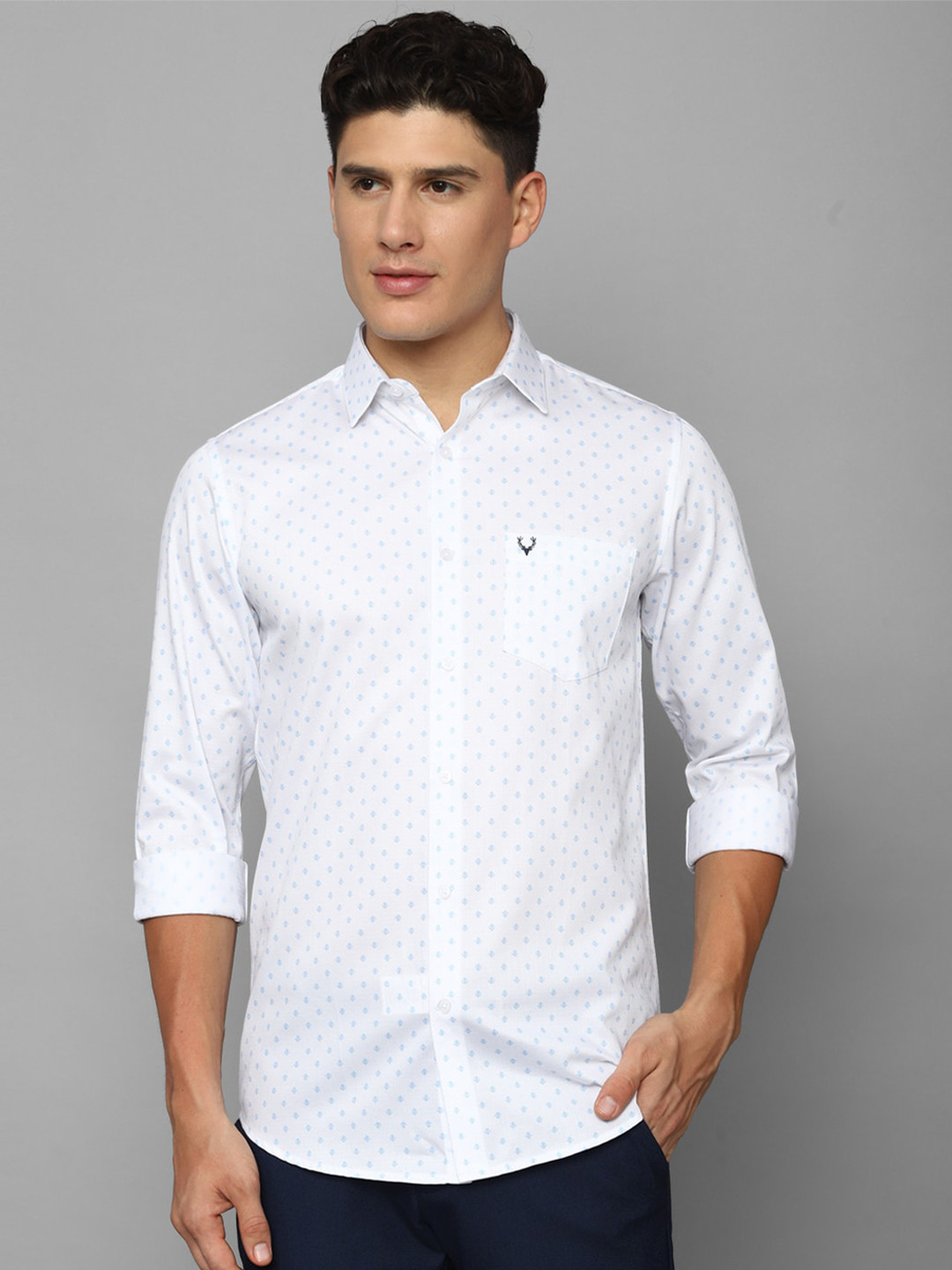 

Allen Solly Slim Fit Opaque Printed Pure Cotton Casual Shirt, White