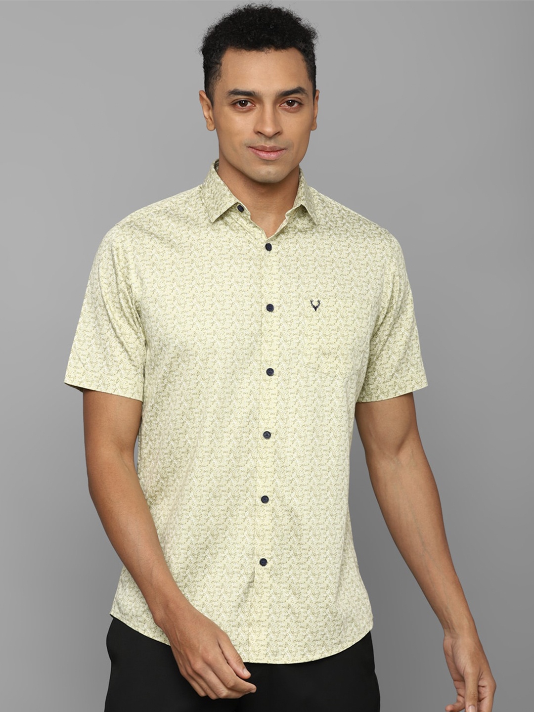 

Allen Solly Micro Disty Printed Pure Cotton Casual Slim Fit Shirt, Yellow
