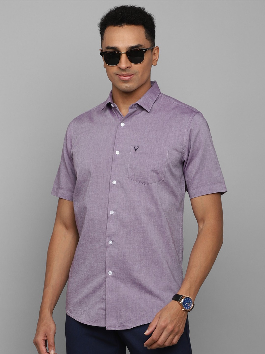 

Allen Solly Slim Fit Spread Collar Pure Cotton Casual Shirt, Purple