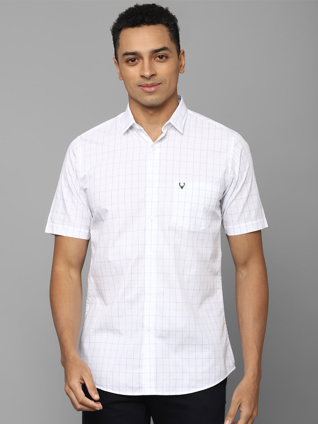 

Allen Solly Slim Fit Grid Tattersall Checks Opaque Checked Pure Cotton Casual Shirt, White